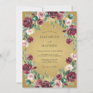 Invitation Couronne de mariage à la prune moutarde