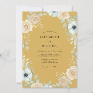 Invitation Couronne de mariage à l'anémone et à la moutarde