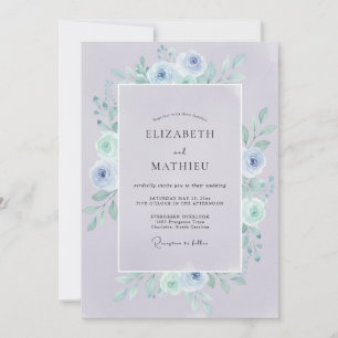 Invitation Couronne de mariage à l'encre de pervenche menthe