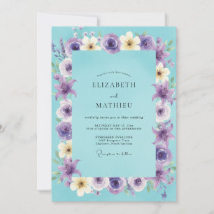 Invitation Couronne de mariage Améthyste Aqua