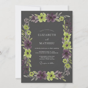 Invitation Couronne de mariage Améthyste Charbon