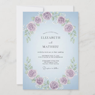 Invitation Couronne de mariage Améthyste Pervenche