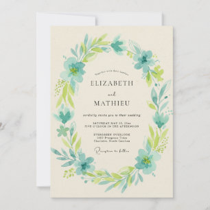 Invitation Couronne de mariage Aqua Chartreuse