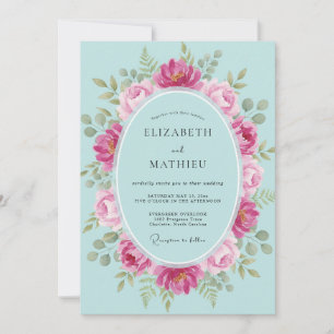 Invitation Couronne de mariage Aqua Magenta