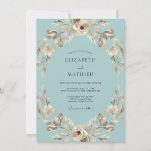Invitation Couronne de mariage Aqua Taupe