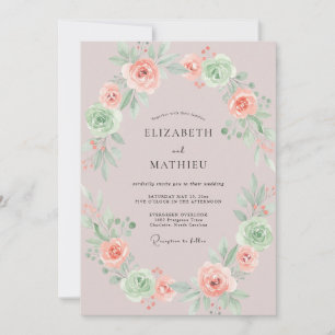 Invitation Couronne de mariage au Coral Sage