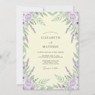 Invitation Couronne de mariage au lilas lavande