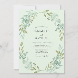 Invitation Couronne de Mariage aux Feuilles de Menthe