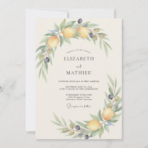 Invitation Couronne de mariage aux olives et agrumes