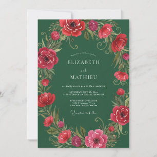 Invitation Couronne de mariage aux pivoines de Bourgogne