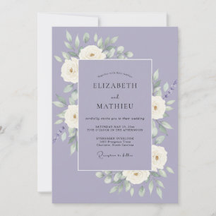 Invitation Couronne de mariage aux pivoines de pervenche