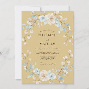 Invitation Couronne de mariage Azure Doré