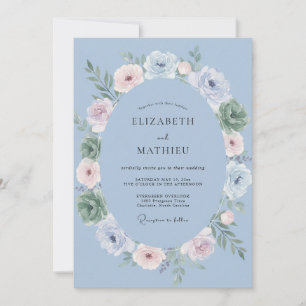 Invitation Couronne de mariage bleu acier
