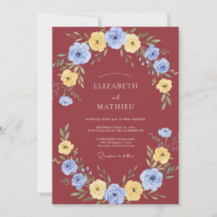 Invitation Couronne de mariage bleuets rouille