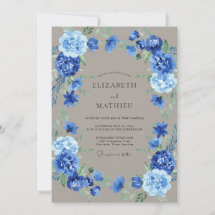 Invitation Couronne de mariage Blue Bloom