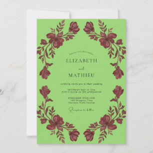 Invitation Couronne de mariage bordeaux Chartreuse