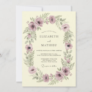 Invitation Couronne de mariage botanique mauve