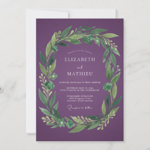 Invitation Couronne de mariage botanique prune