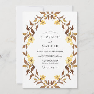 Invitation Couronne de mariage Brun Moutarde