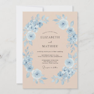 Invitation Couronne de mariage Champagne Bleuet