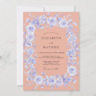 Invitation Couronne de mariage Corail Bleuet