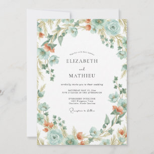 Invitation Couronne de mariage Corail Mousse de Mer