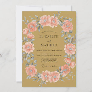 Invitation Couronne de mariage Corail Ocre