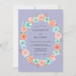 Invitation Couronne de mariage Corail Pervenche
