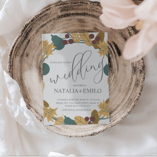 Invitation Couronne de mariage d'automne classique 