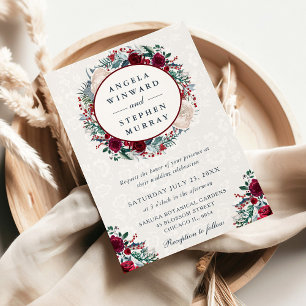 Invitation Couronne de mariage d'hiver rouge et blanc à l'aqu
