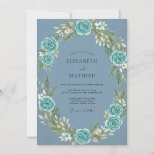 Invitation Couronne de mariage en acier Aqua