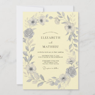 Invitation Couronne de mariage en ardoise jaune pâle