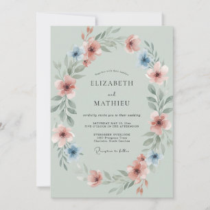 Invitation Couronne de mariage en ardoise mauve