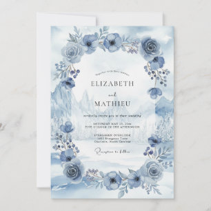 Invitation Couronne de mariage en ardoise poudreuse