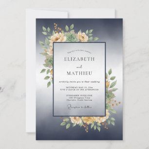 Invitation Couronne de mariage en Champagne ardoise