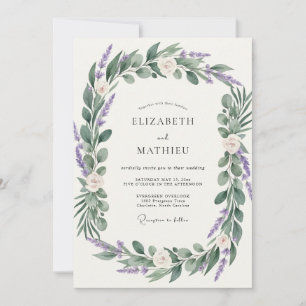 Invitation Couronne de mariage en olive améthyste