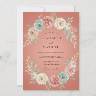 Invitation Couronne de mariage en terre cuite Aqua