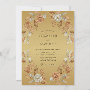 Invitation Couronne de mariage en terre cuite douce moutarde