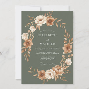 Invitation Couronne de mariage en terre cuite olive
