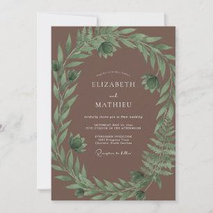 Invitation Couronne de mariage Eucalyptus Taupe