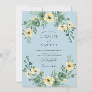 Invitation Couronne de mariage Fleur Jaune