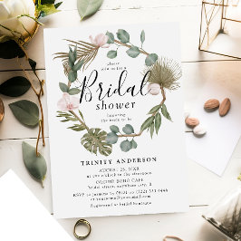 Invitation Couronne de mariage Fleurs d'Orchidée Rose et Feui
