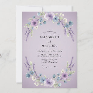 Invitation Couronne de mariage florale à la lavande