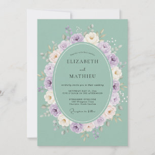 Invitation Couronne de mariage florale à la menthe