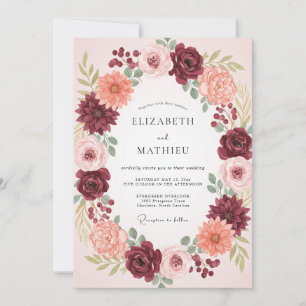 Invitation Couronne de mariage florale botanique de Bourgogne