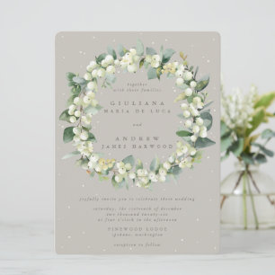 Invitation Couronne de mariage grande Greige Snowberry + Euca
