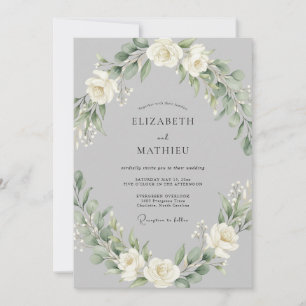 Invitation Couronne de mariage Grey Blossom Garland