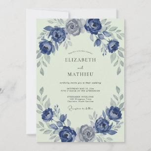 Invitation Couronne de mariage Indigo Mint