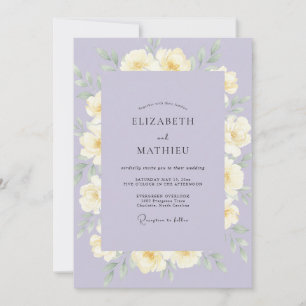 Invitation Couronne de mariage jaune lavande atténué