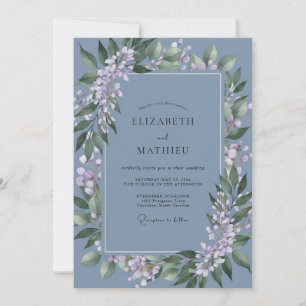 Invitation Couronne de mariage Lilas Ardoise